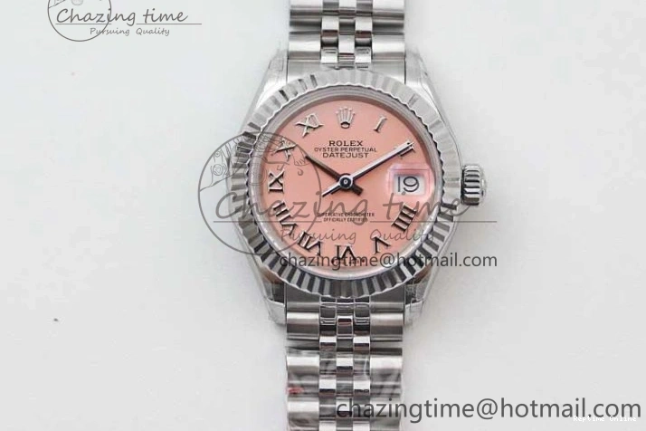 0403 ComfortFit Lady DateJust 28 SS TWF 1:1 Best Edition 904L Steel Pink Dial Roman Markers on President Bracelet NH 2183
